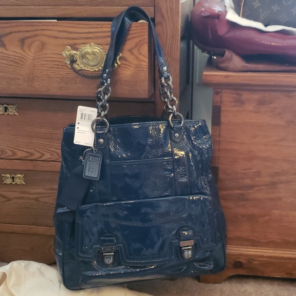 Coach ink colored patent handbag